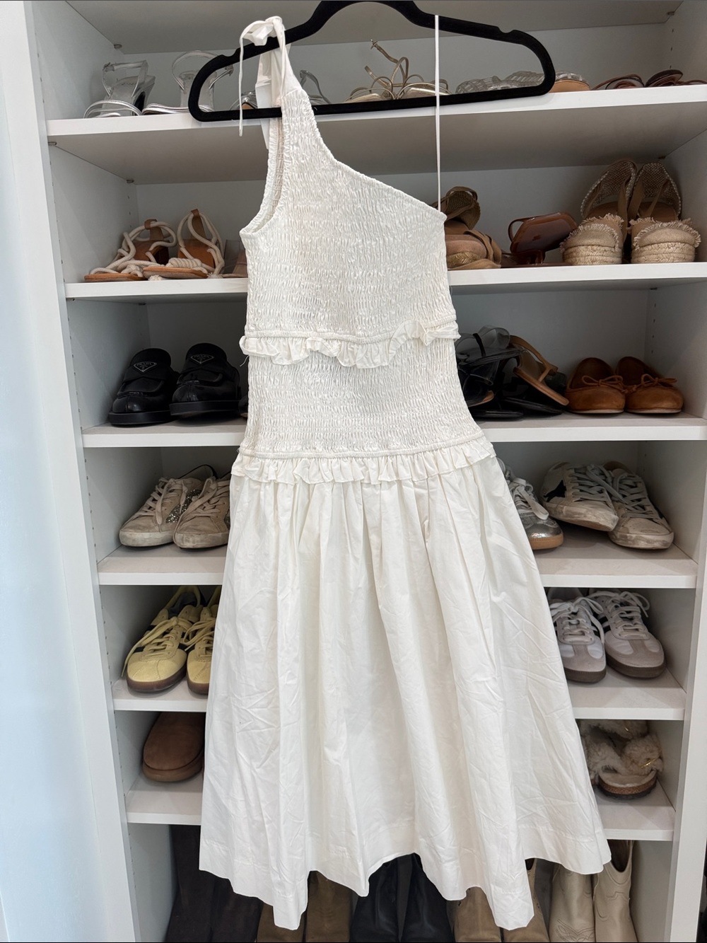 En Saison smocked one shoulder dress